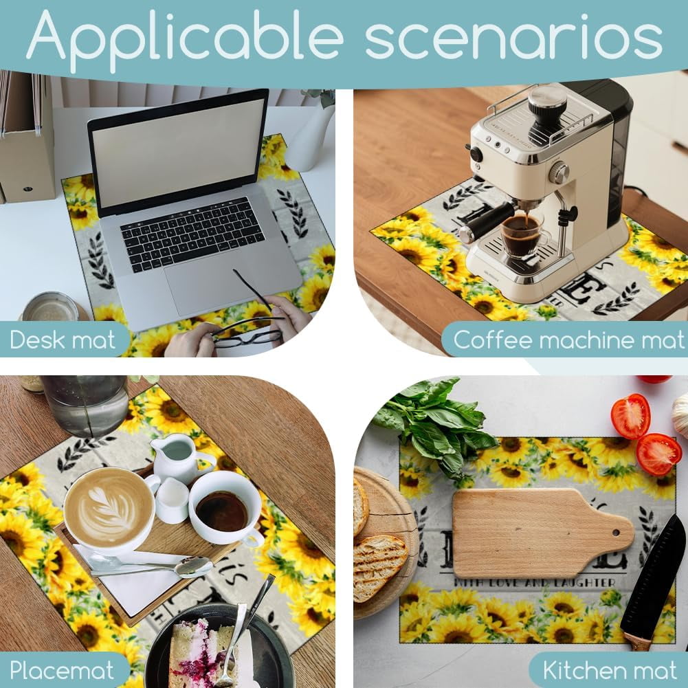 Sunflower Drying Mat Blessings Washing and Drying Machine Dust Mats Household Dust Cover Pads Bless Home Sunflower Washer Dryer Dust