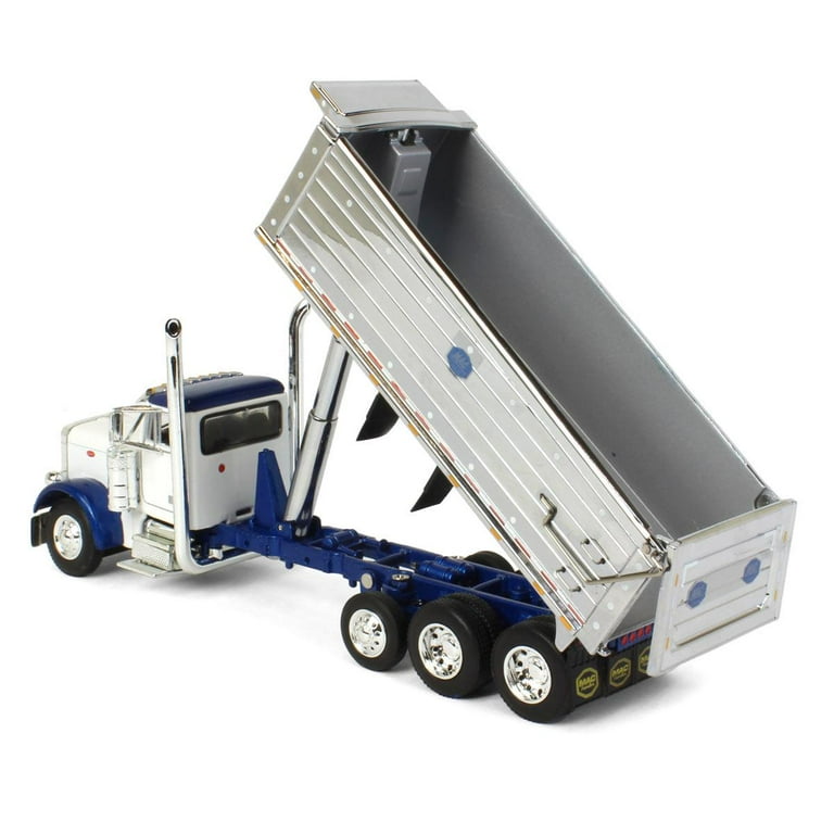 First Gear DCP 1/64 White/Blue Peterbilt 379 w/ Tri-axle