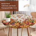 thumbnail image 4 of Pumpkins Fall Round Tablecloth, Fitted Table Cover with Elastic for 55"-60" Round Tables, Harvest Thanksgiving Botanical Farmhouse Leaves Table Cloth Outdoor Dinning Party Waterproof Tablecloths, 4 of 7