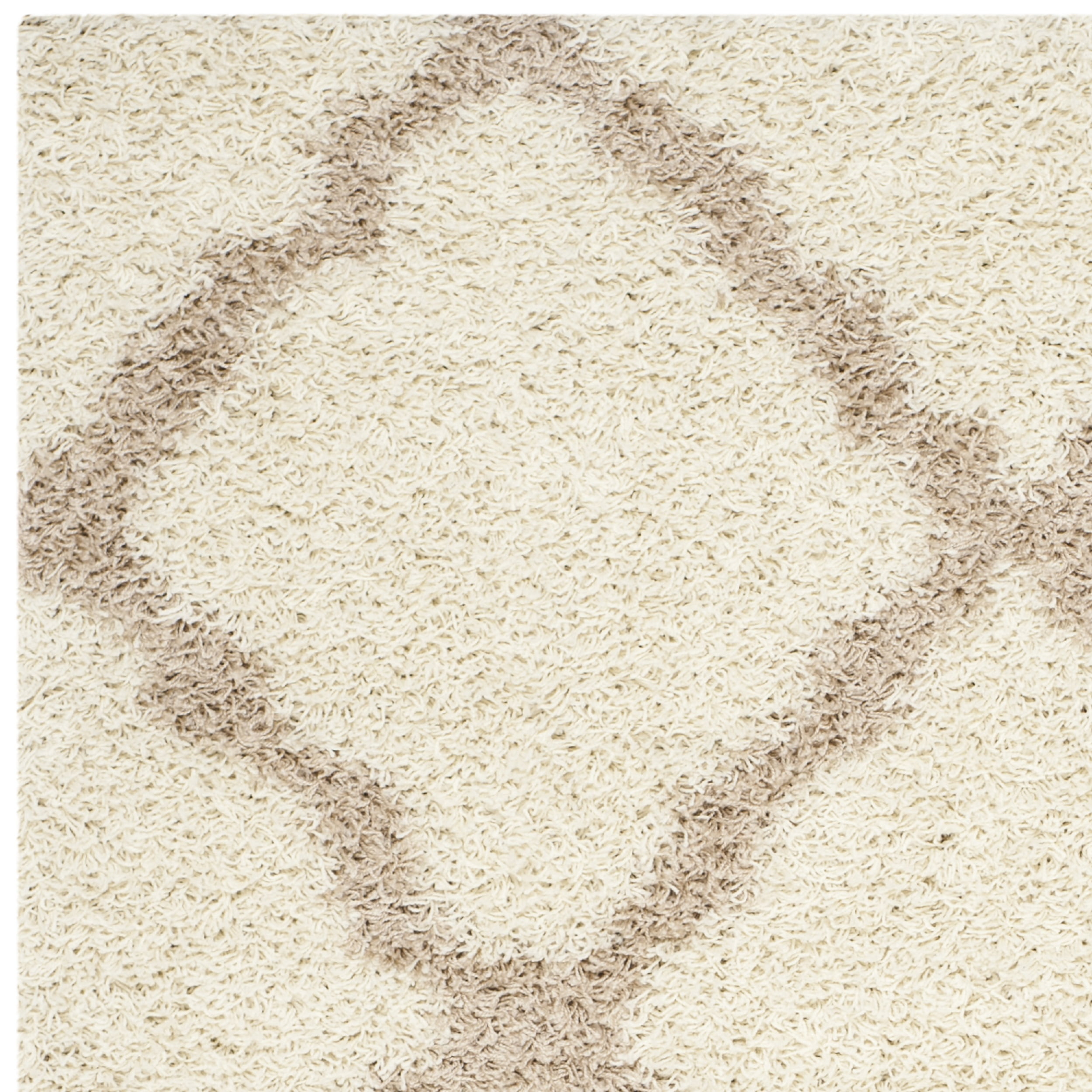 SAFAVIEH Daley Geometric Plush Shag Area Rug, Ivory/Beige, 3' x 5'