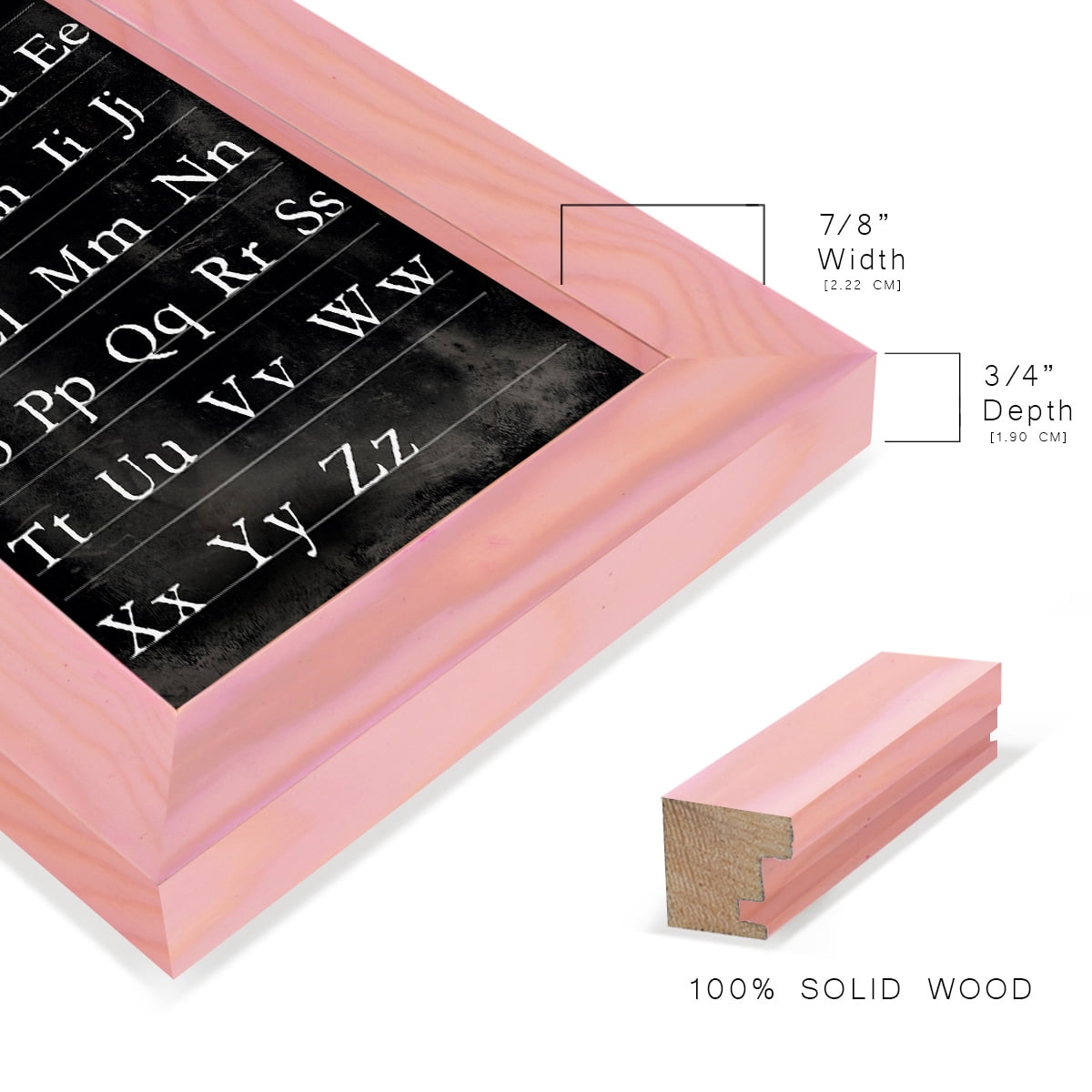 Alphabet Chart - Framed Print w/glass - Sunset Pink