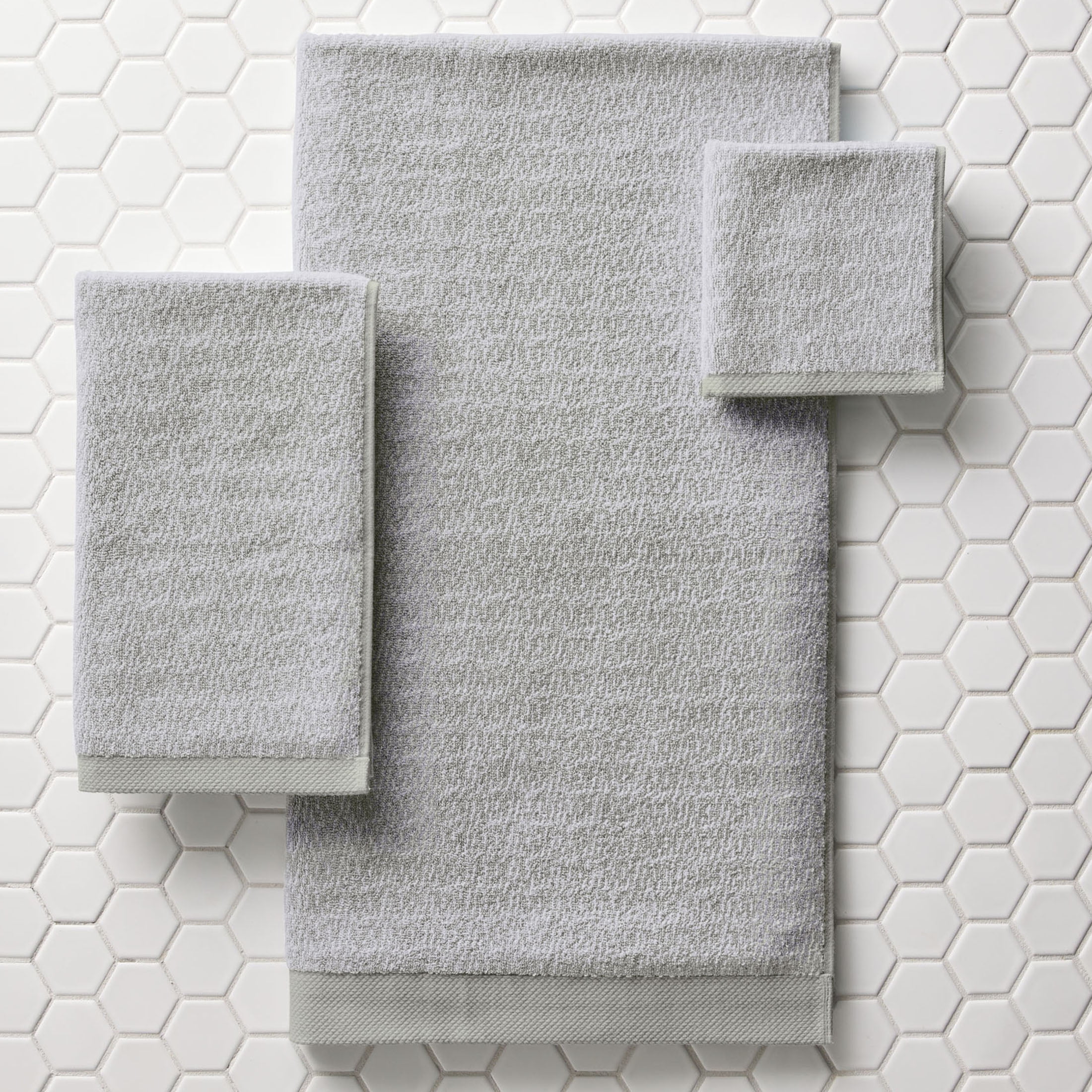 Better Homes & Gardens Signature Soft Cotton Melange 6 Piece Bath Towel Set, Soft Silver