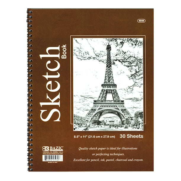 BAZIC Sketch Book 30 Ct. 8.5" X 11", Spiral Side Bound Sketchbook
