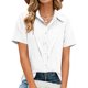 thumbnail image 4 of Camisas de Manga Larga para las Mujeres Suelto Ajuste Solapa Botón de Manga Corta Imitación Túnica de Lino, Camisas de Manga Larga para las Mujeres Bajo Scrubs Blusa Casual, 4 of 7