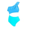 thumbnail image 4 of TODOZO One Piece Swimsuit Women Tummy Control Swim Suits for Women 2025 Trendy Women Cutout Swimsuits One Shoulder Ruffle Cut Out Bathing Suit Swimwear Monokini 2025 Sky Blue Xxl, 4 of 4