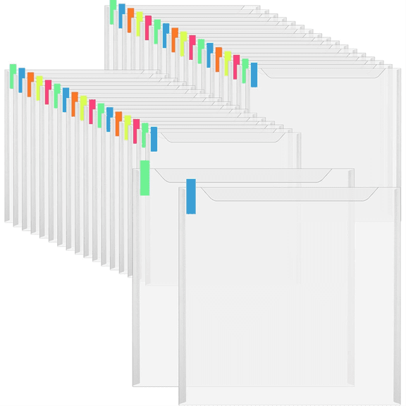 36PCS Scrapbook Paper Storage Organizer Clear with 100PCS Sticky Index Tabs Holds, Cardstock