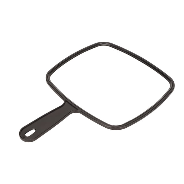 Espejo de afeitar con mango cuadrado de alta definición, diseño de mango antideslizante, espejo de mano para peluquerías.