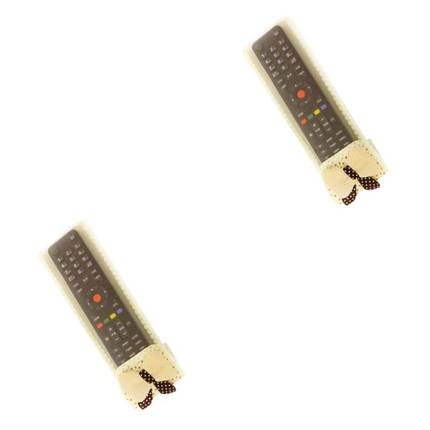 Matsuzay Estuche para control remoto Estuches para dispositivos de control Tela de encaje Adorno de cubierta a prueba de polvo con oso pequeño amarillo L(24x8cm) 2piezas
