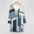 thumbnail image 4 of Geometric Modern Art Blue Gray Black White Long Sleeve Dresses For Women Vintage Elegant Party Dress Oversized V-neck Dress S-8XL, 4 of 7