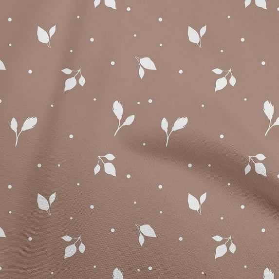 oneOone Cotton Flex Brown Fabric Plants Silhouette Leaf With Dot Fabric For Sewing Printed Craft Fabric By The Yard 40 Inch Wide