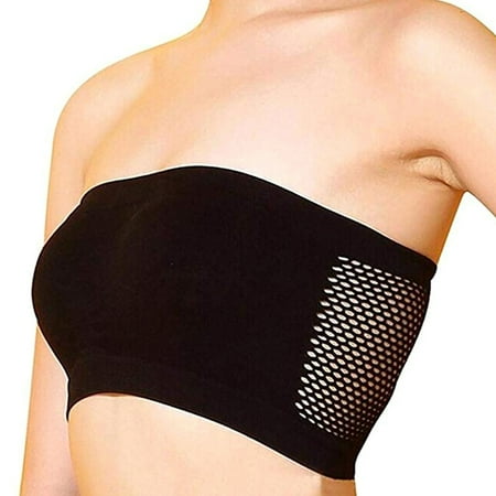 

HRSR Women Seamless Tube Top Breathable Strapless Bandeau Bra Underwear without Pad(Black)