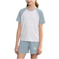 thumbnail image 2 of ITSAME Girls Athletic Outfits 2-Piece Quick-Dry Short Sleeve Top and Shorts Set Kids Comfy Sportswear Gray Size 9, 2 of 8