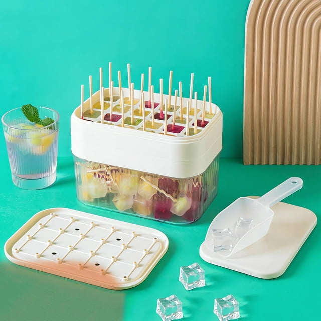 Amzcrzy Kitchen Utensils, Kitchen Gadgets, Ice Tray Food Grade Push Type Ice Tray Household Refrigerator Storage Box Ice Cubes Ice Box Easy To Release Ice Tray Multifunctional ice tray