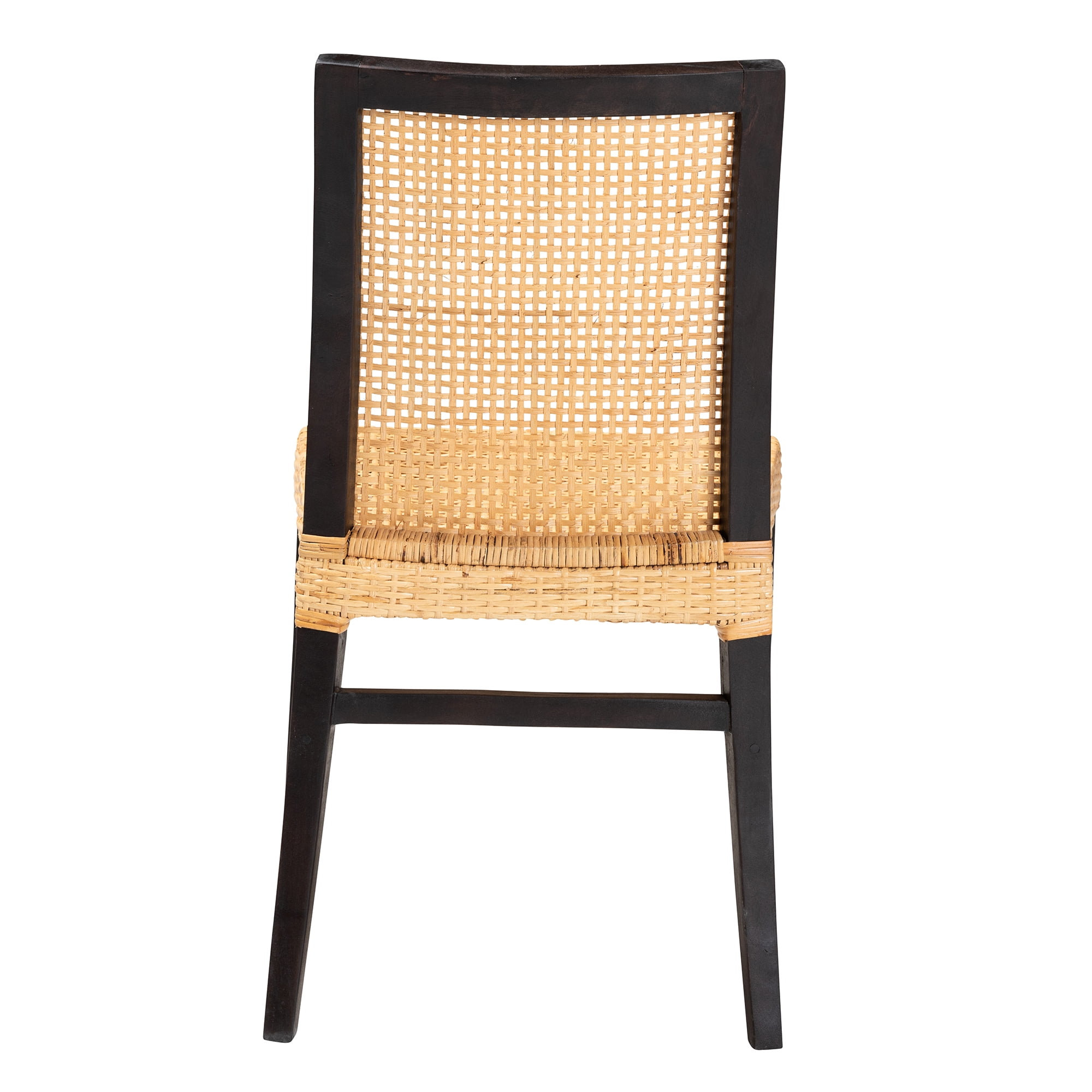 bali & pari Lingga Rattan and Mahogany wood BOHO Dining Chair, Natural Brown