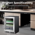 thumbnail image 5 of 24 Inch Beverage Fridge,154 Cans Beverage Refrigerator Cooler with Glass Door,Undercounter Built-in/Freestanding Fridge for Drink Beer and Soda,Bar Office Home and Outdoor Use,Low Noise（34-50℉), 5 of 8