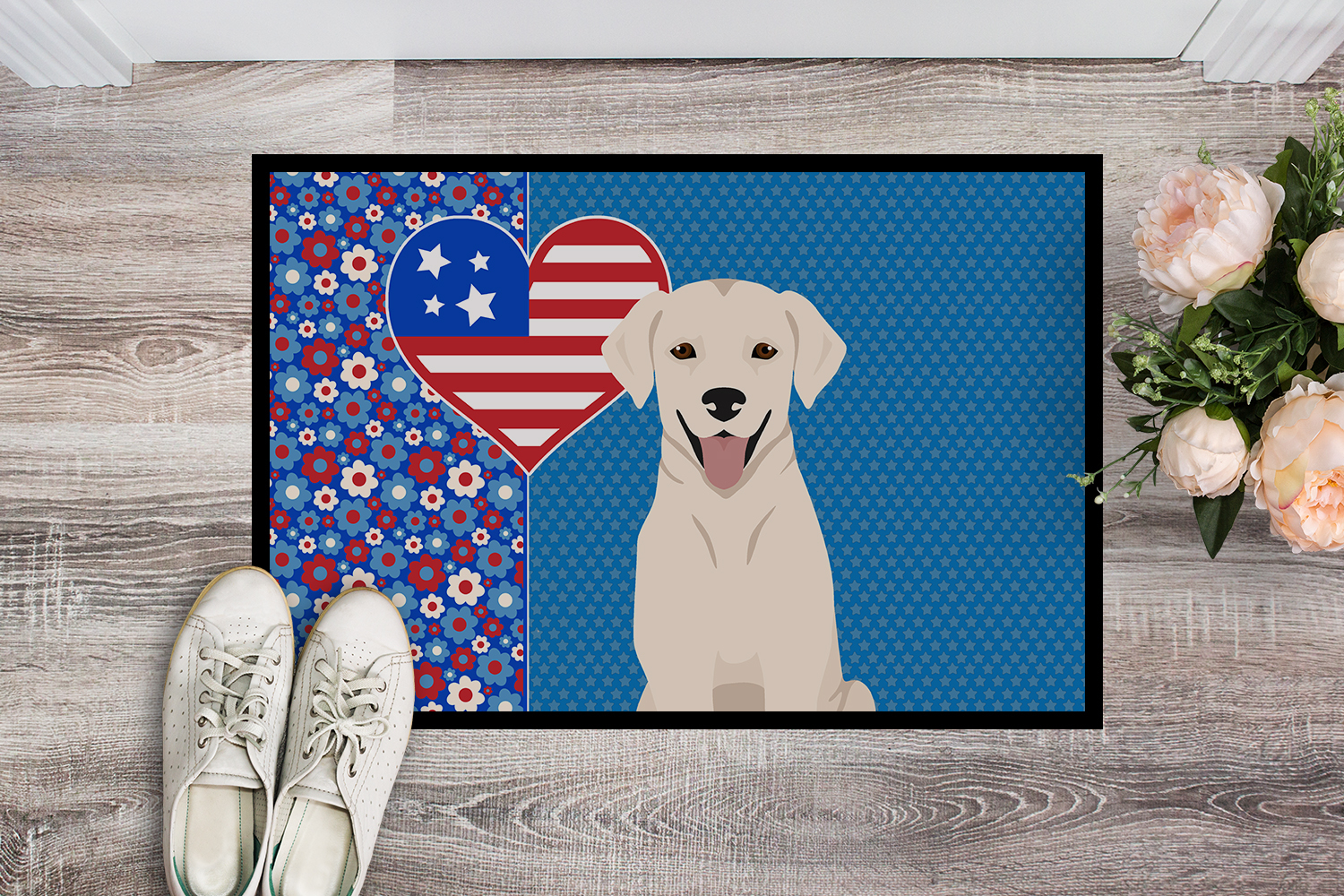 White Cream Labrador Retriever USA American Indoor or Outdoor Mat 24x36