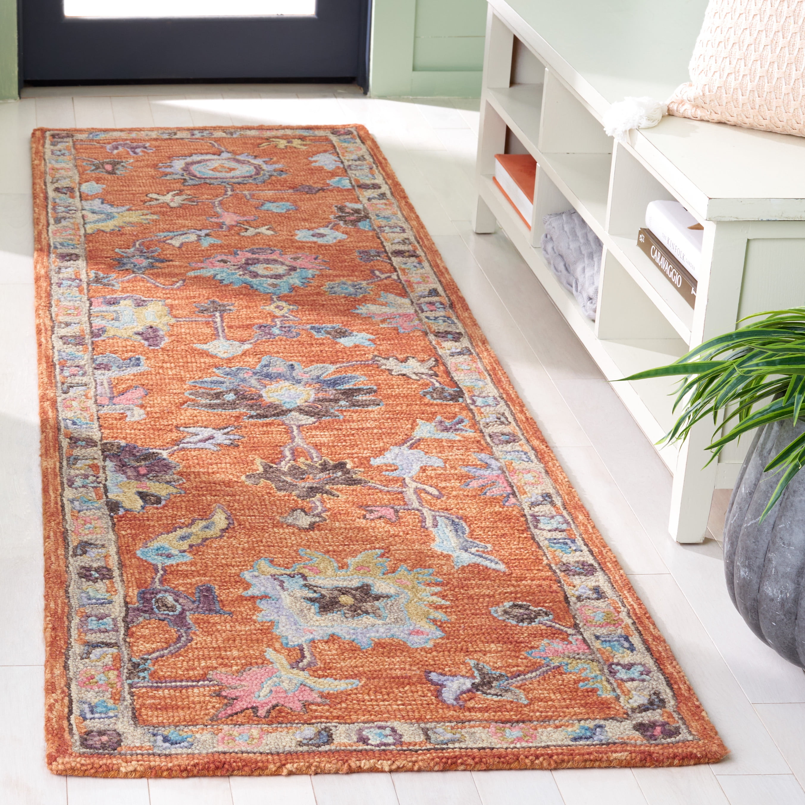 SAFAVIEH Blossom Moema Floral Runner Rug, Rust/Blue, 2'3" x 8'
