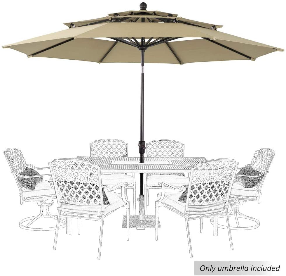 MF Studio 10ft Patio Umbrella Outdoor 3 Tier Vented Table Umbrella with