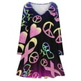 thumbnail image 3 of A Colorful Sign with Peace And Ribbon Long Sleeve Dresses For Women Vintage Elegant Party Dress Oversized V-neck Dress S-8XL, 3 of 7