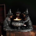 thumbnail image 4 of Black Cat Tealight Candle Holder Gothic Figurine Desk Candelabrum Candlestick for Festival Living Room Housewarming, 4 of 6