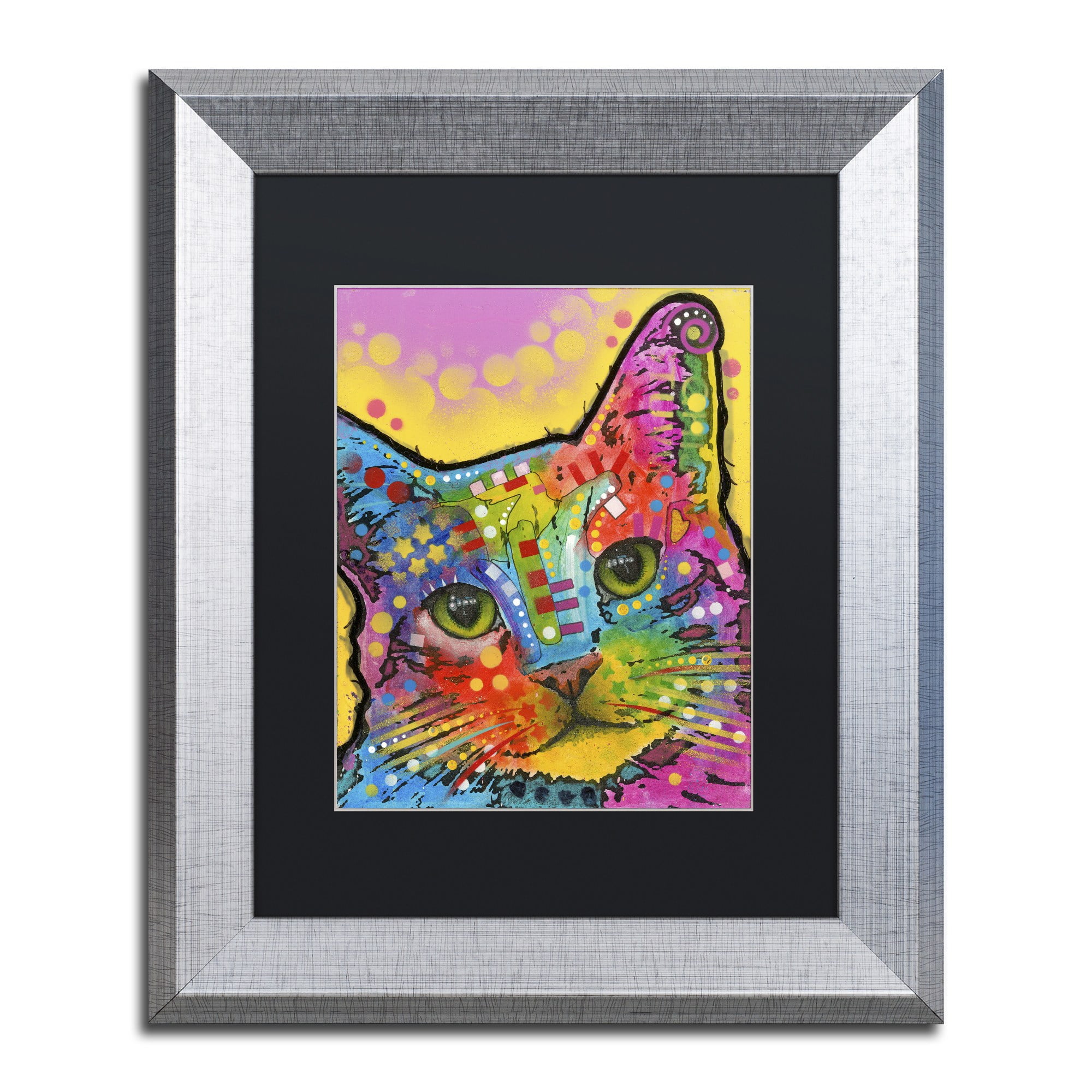 Trademark Fine Art "Tilt Cat" Canvas Art by Dean Russo, Black Matte, Silver Frame