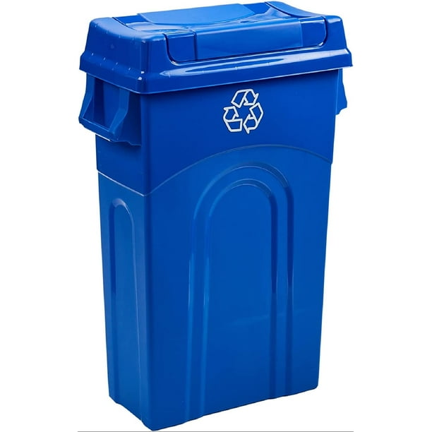 Highboy Recycling Bin with Swing Lid, 23 Gallon, Space Saving Slim