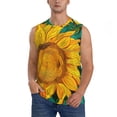 thumbnail image 2 of Lsque Vibrant Sunflower Painting Print Men's Cotton Blend Sleeveless Muscle Shirts (S-3XL)- Moisture Wicking, Odor Protection, UPF 30+,XX-Large, 2 of 8