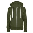 thumbnail image 3 of Women Hooded Sweatshirt Zip up Hoodies Jacket for Fall Winter Warm Long Sleeve Hooded Sweatshirts Pockets Casual Full Zip Lightweight Hoodie Sweater Coat G-Army Green 4XL, 3 of 3