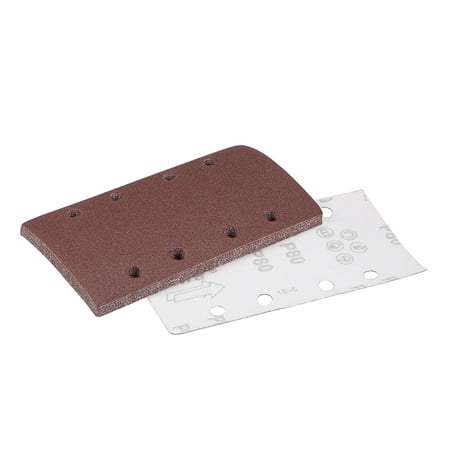 

80-Grits 8-Holes Hook and Loop Sanding Sheet 7.3 x 3.6-inch Wet Dry Aluminum Oxide Sandpaper for Sander 10pcs
