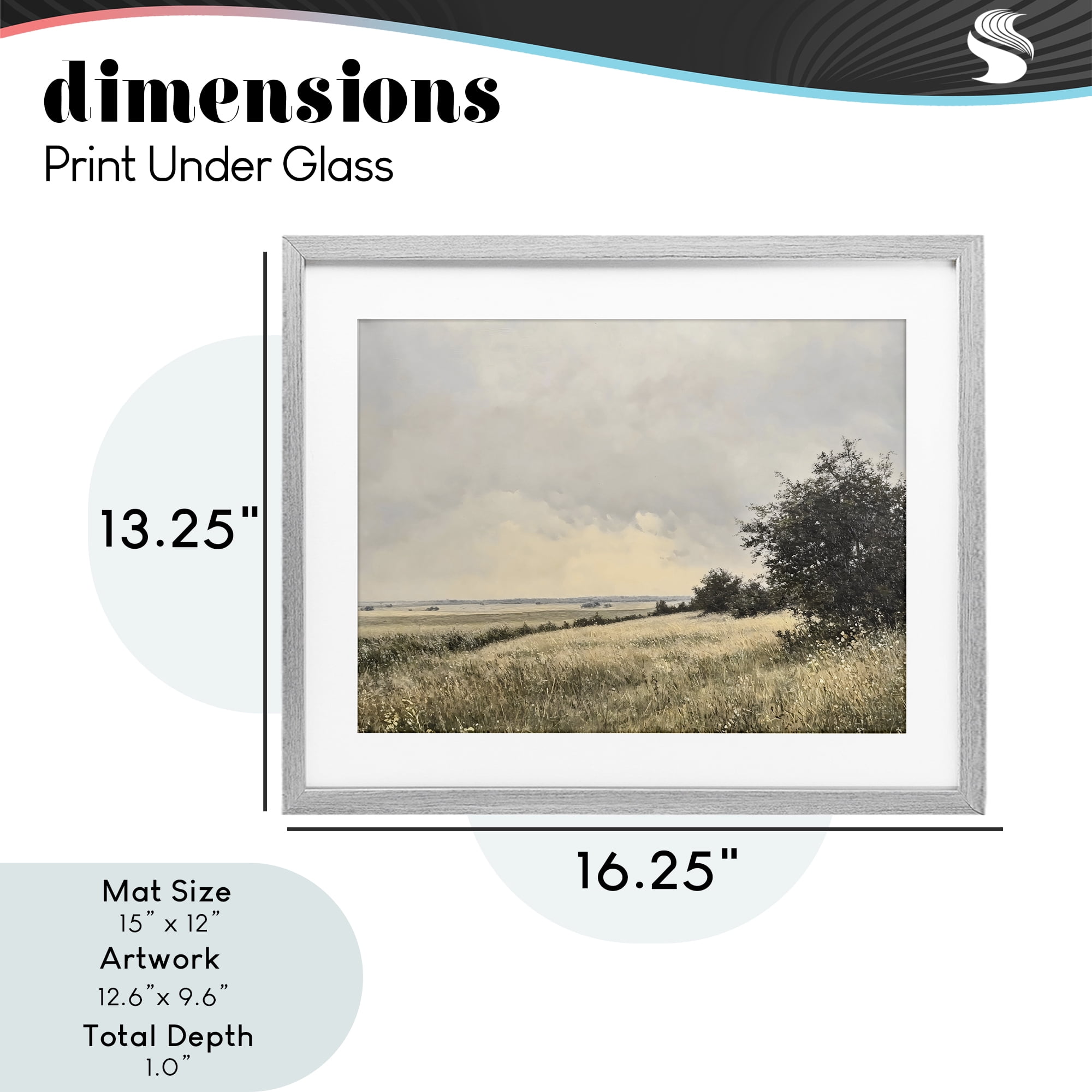 Stupell Industries Rustic Countryside Hill Landscape Gray Framed Print Under Glass, design by Franklyn Gregory