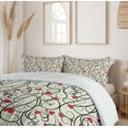 thumbnail image 6 of Ambesonne Summer Duvet Cover Sets, Wave Floral Heart Swirls, 2-Queen, Eggshell Vermilion Black, 6 of 7