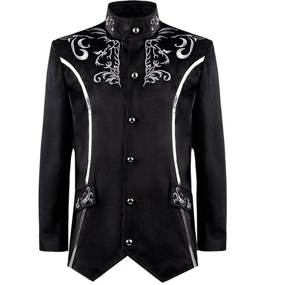 Honeeladyy Men Solid Patchwork Turn-down Collar Long-sleeved Cloth Cosplay Swallow-tailed Coat Hoodies for Men
