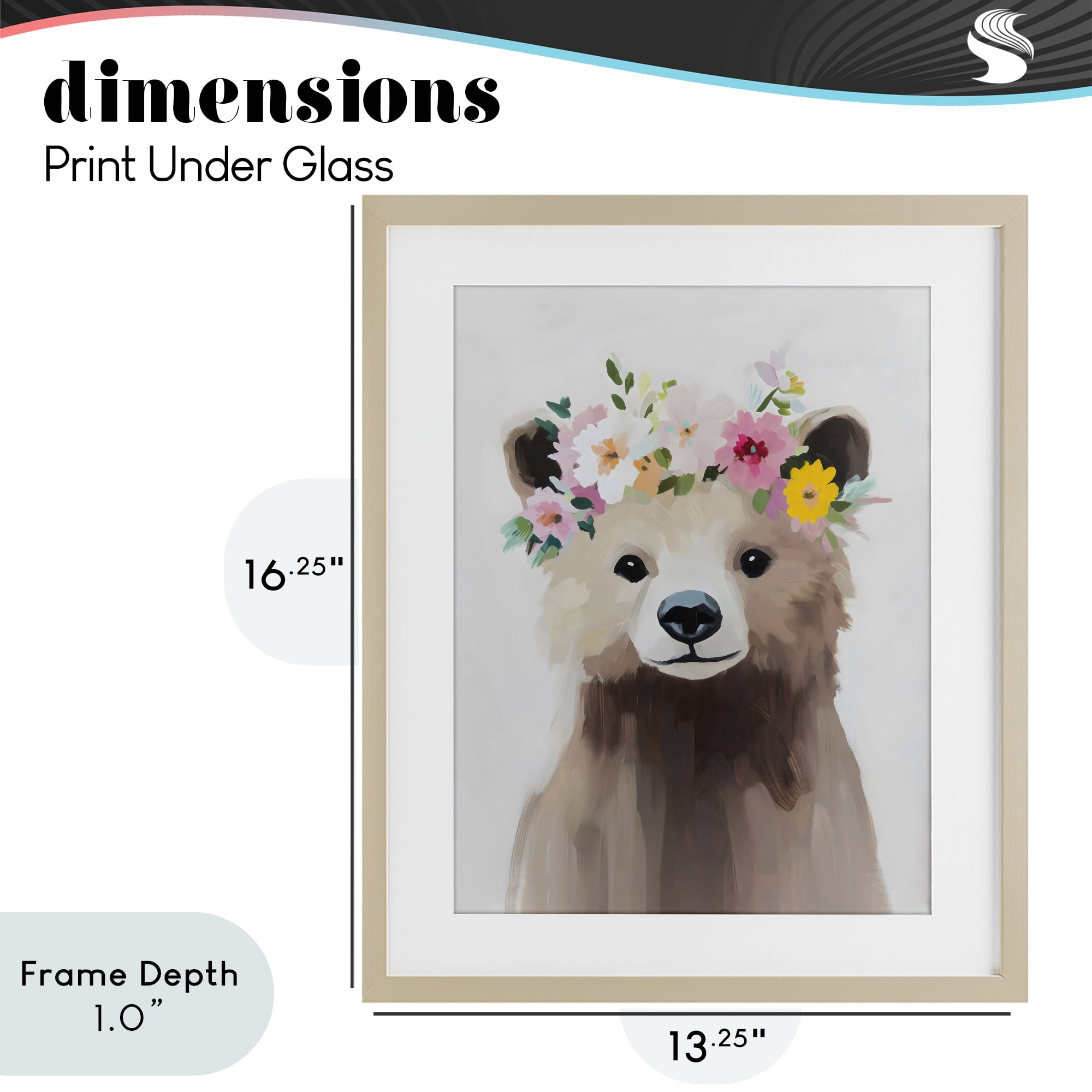 Stupell Industries Flower Crown Bear Birch Framed Print Under Glass, design by The Prints Vibe