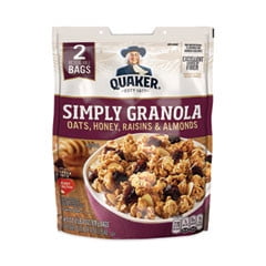 Quaker Simply Granola, Oats, Honey, Raisins & Almonds, 34.5 Oz Bag, 2 Bags/Pack