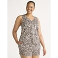 thumbnail image 2 of Joyspun Women's Printed Tank Top and Shorts Pajama Set, 2-Piece, Sizes S/M-2X/3X, 2 of 6
