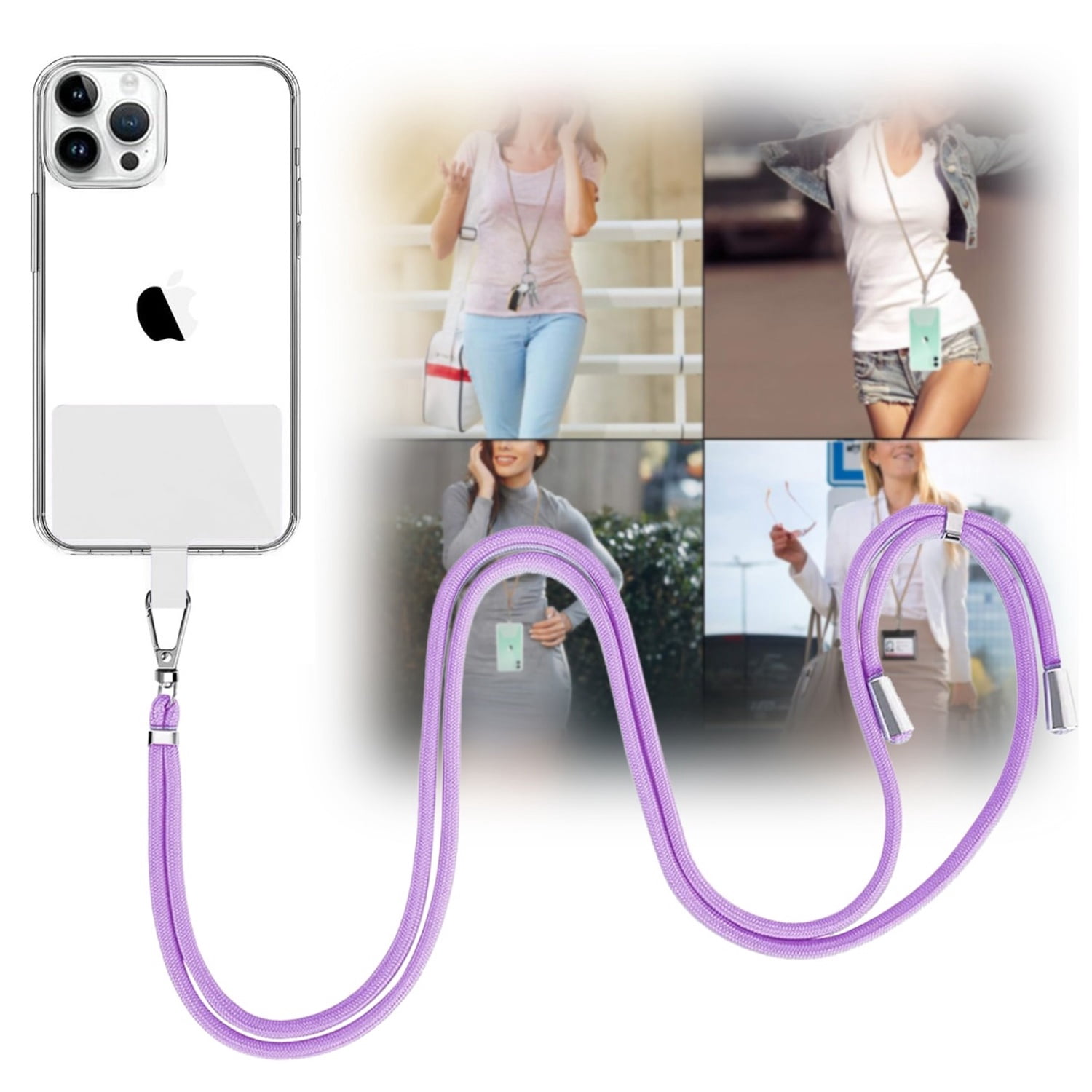 Mobile Device Strap with Secure Card Holder - Lilac