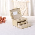 thumbnail image 6 of REGALWOVEN 3 Layer PU Leather Jewelry Box Organizer Storage with Mirror for Women Girl Birthday Gift Beige, 6 of 7