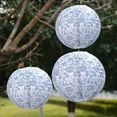 thumbnail image 2 of Efavormart Set of 8 White Blue Chinoiserie Floral Print Hanging Paper Lanterns, Chinese Festival Lanterns - 6",8",10",14", 2 of 11