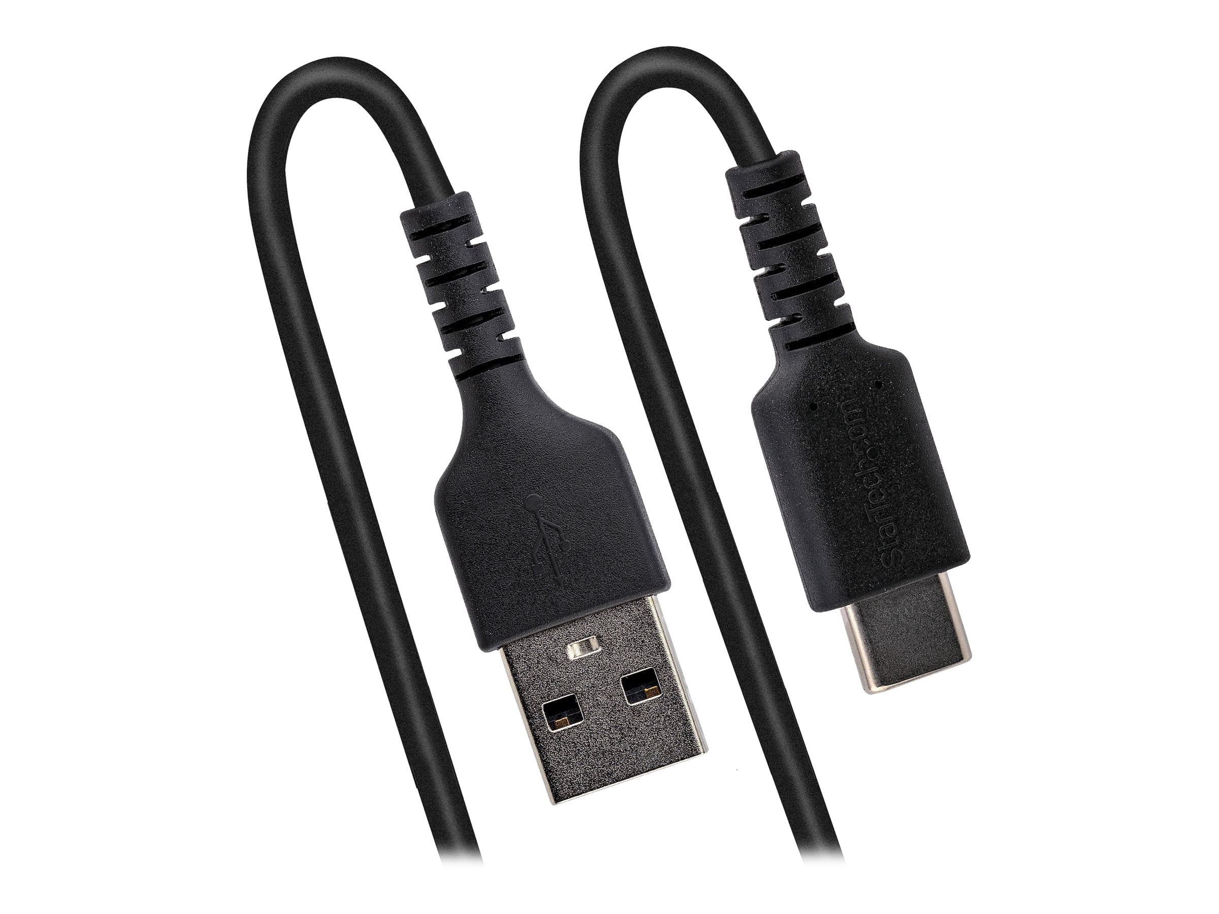 Startech 3ft 1m Usb A To C Cable Coiled Heavy Duty Usb 2.0 A To Type-c Durable Fast & Sync Usb-c Cable Black M/m R2acc1musbcable