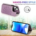 thumbnail image 3 of Dteck Embossed Flower Pattern Wallet Case for iPhone 15 Plus,Magnetic Leather Card Slots Women Girl Case Shockproof Kickstand Flip Cover for iPhone 15 Plus,Purple, 3 of 7