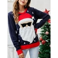 thumbnail image 5 of Liacowi Women Juniors Christmas Sweater Long Sleeve Santa Claus Print Pullover Jumpers Tops Fall Loose Knitwear for Teen, 5 of 7
