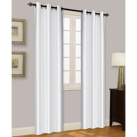 Elio White 2-Piece 100% Thermal Blackout Grommet Window Curtain With Foam Backing Set, Solid Room Darkening Panels 35" X 84" Each