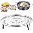 thumbnail image 2 of Steamer Rack, Pressure Cooker Canner Rack 304 Stainless Steel Canning Rack Round Pot Steaming Tray with Detachable Legs for Baking Cooking Steaming, 2 of 9
