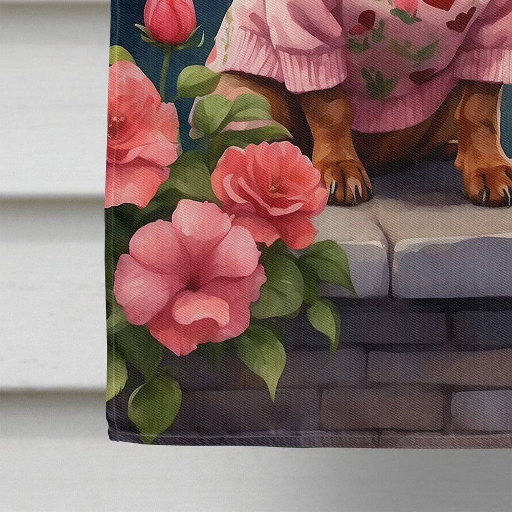 Dachshund Two Hearts House Flag 28 in x 40 in