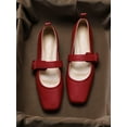 thumbnail image 6 of Woobling Women's Flats Square Toe Mary Jane Ankle Strap Dress Shoes Women Ballet Flat Anti-Slip Pumps Slip On Low Heel Red 7.5, 6 of 9