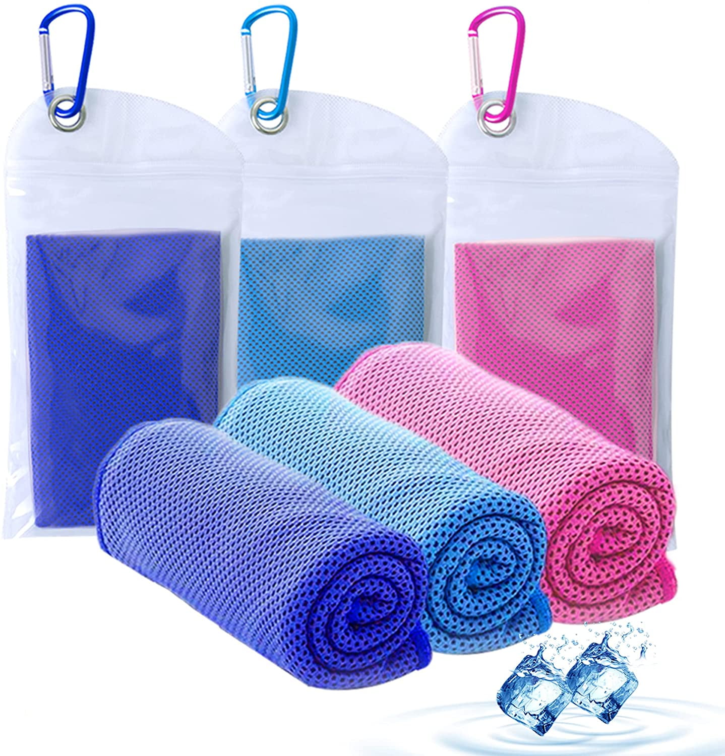 4pack Sports Cooling Towel for Instant Cooling Relief,100% Microfiber Chilly Towel,Soft Breathable Ice Towel for Yoga Gym Camping