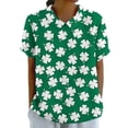 thumbnail image 1 of Pxiakgy T-Shirt Vert pour la Saint-Patrick, Col Imprimé, Ample, Décontracté, Manches Courtes, Col Irlandais, 1 of 5