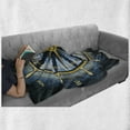 thumbnail image 6 of Compass Soft Flannel Fleece Blanket, Navigation Theme Compass with Windrose and Helm on a Wavy Backdrop Maritime, Cozy Plush for Indoor and Outdoor Use, 60" x 80", Yellow Navy Blue, by Ambesonne, 6 of 6