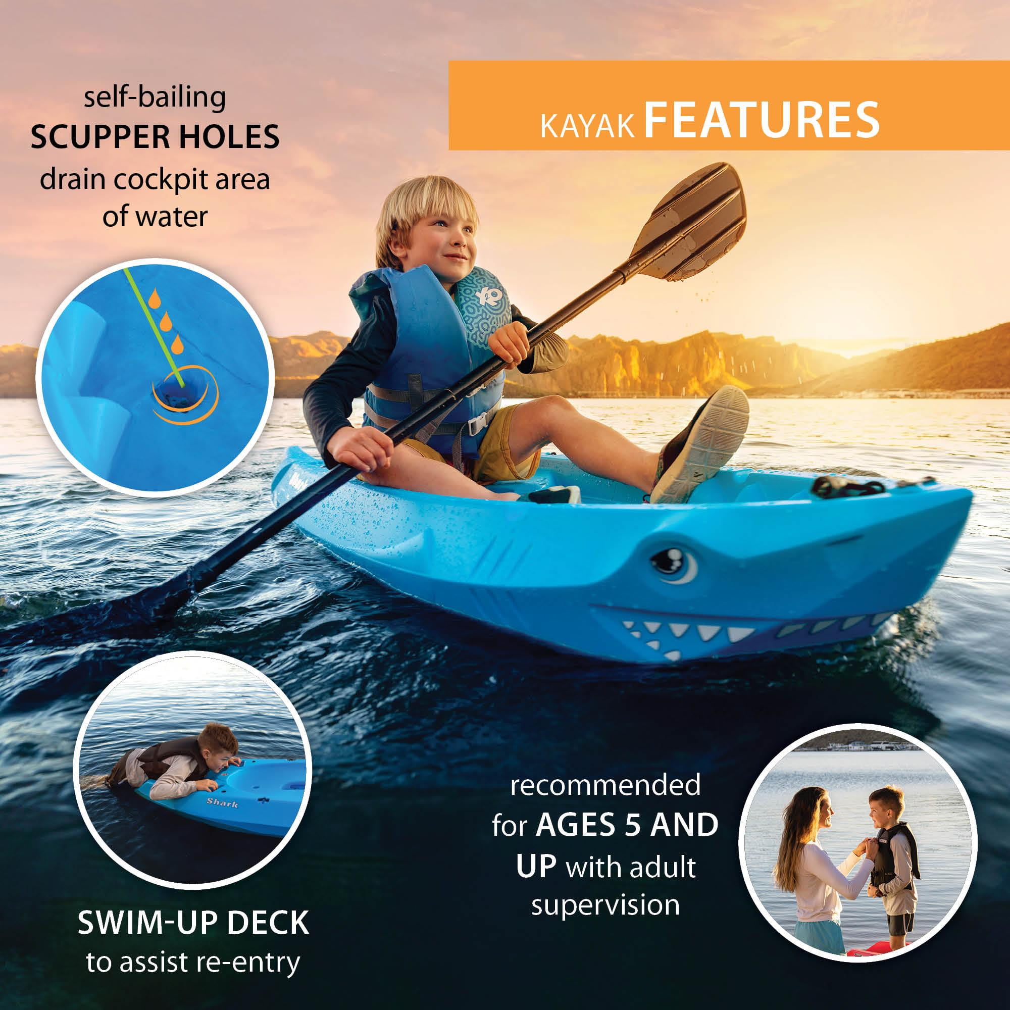 Lifetime Youth Shark 6 ft Sit-On-Top Kayak with Paddle, Picton Blue (91355)