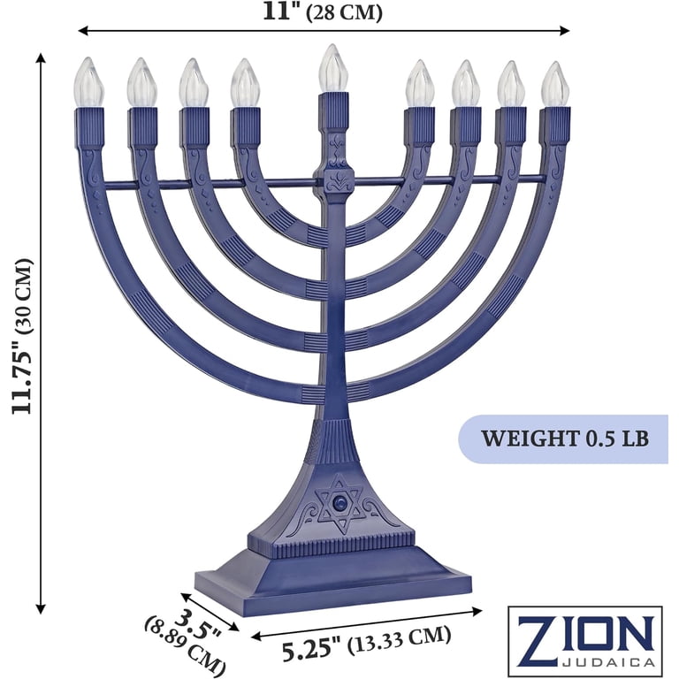 Zion Judaica LED Menorah, Blue, Battery or USB Powered photo 5